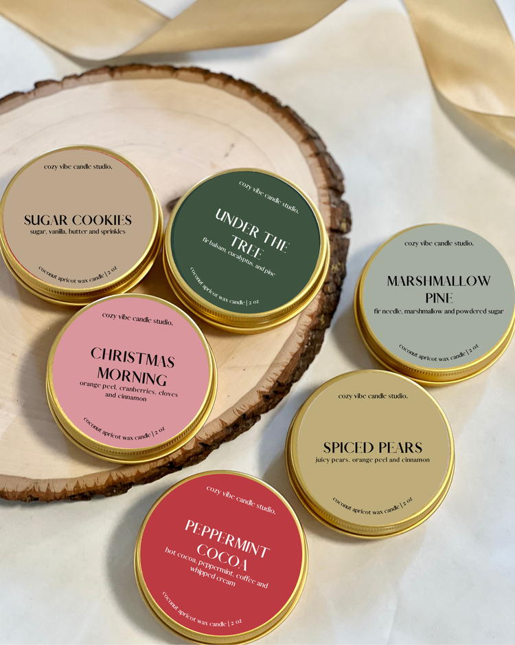 Holiday Travel Tins | 2oz Gold Candles