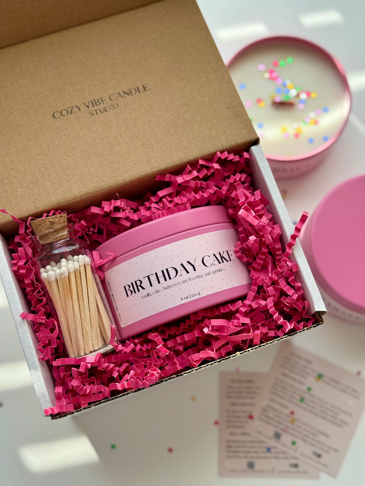 Birthday Cake Candle Gift Set | Pink Tin