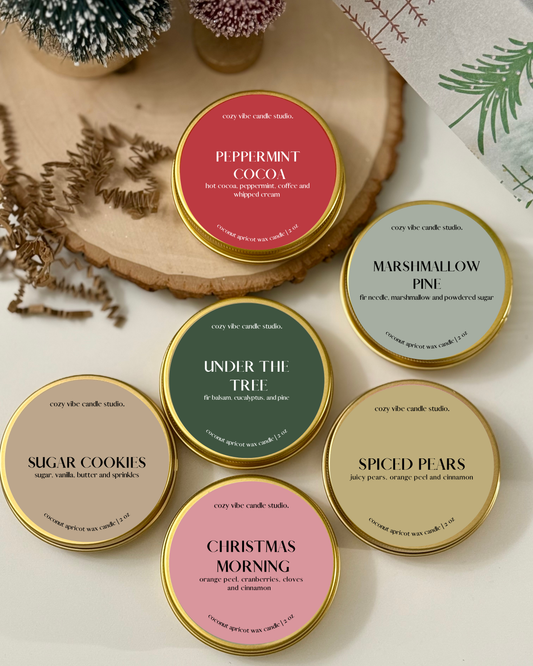 Holiday Travel Tins | 2oz Gold Candles