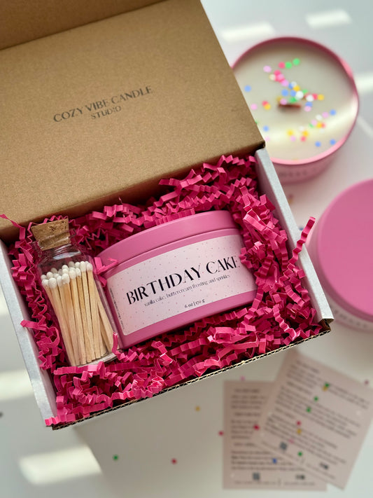 Birthday Cake Candle Gift Set | Pink Tin
