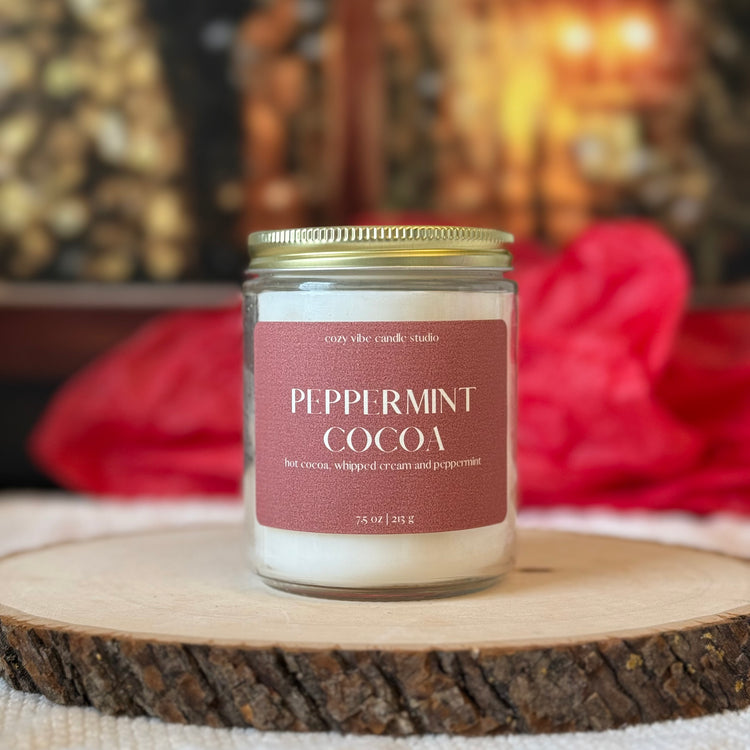 Peppermint Cocoa | 7.5oz Glass Candle